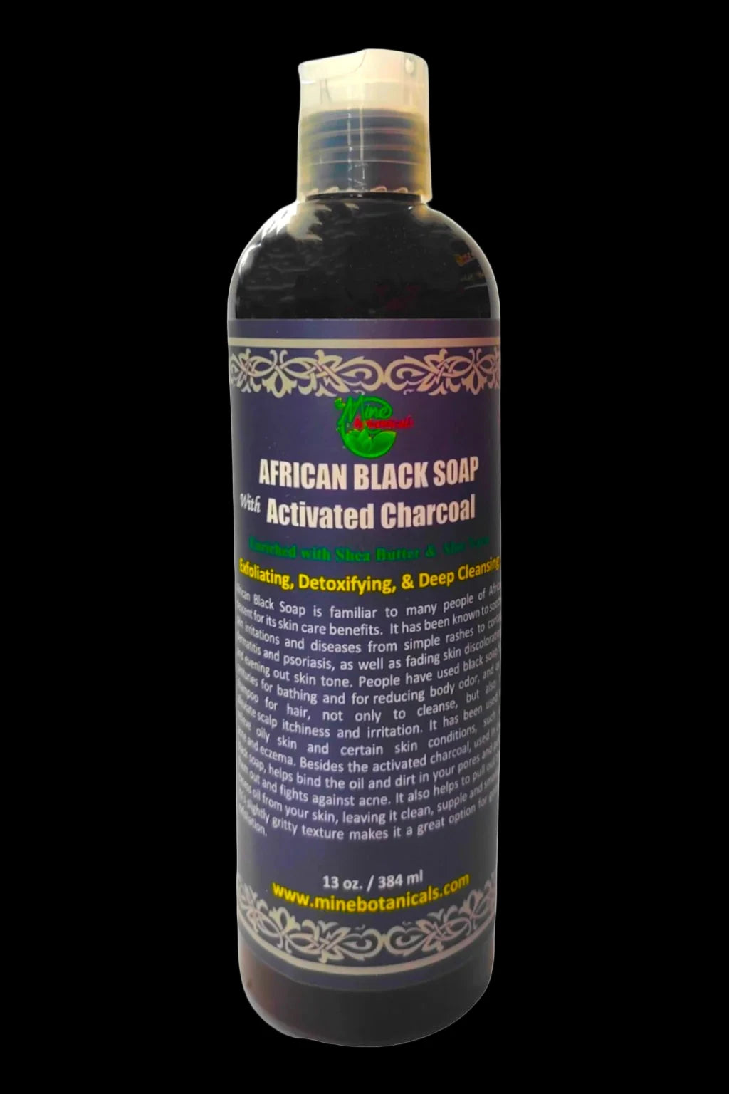 Liquid African Black Soap with Activated Charcoal – Black and Nobel